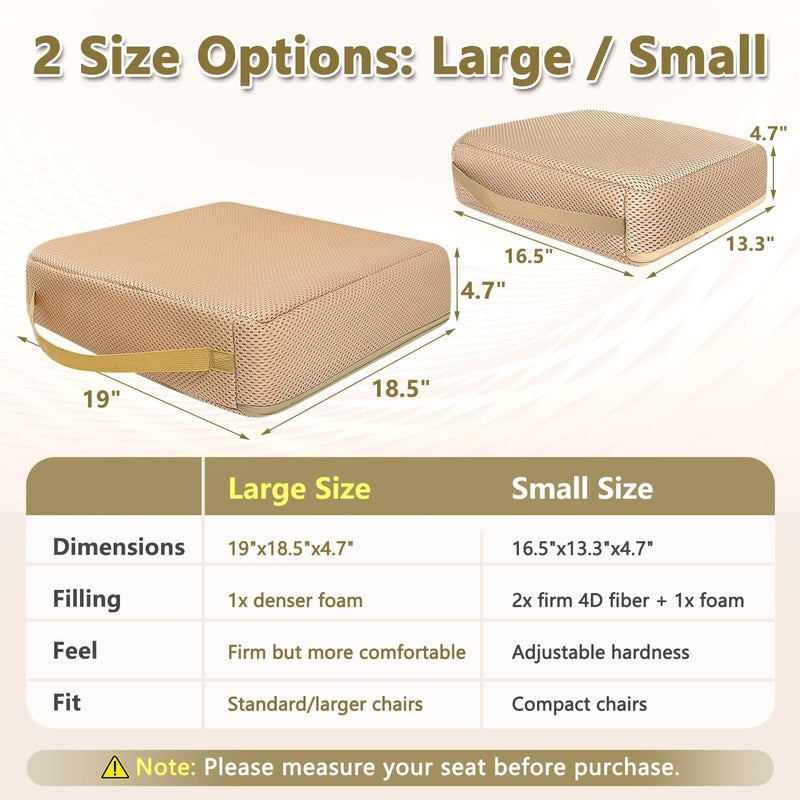 ECISZ Extra Thick Chair Cushion, Adult Booster Seat Cushion, Easy Rise for Elderly, Office Chair Booster Seat Elevation Pillow Extra Firm Riser Supportive Lift Cushion with Carry Handle - Image 5